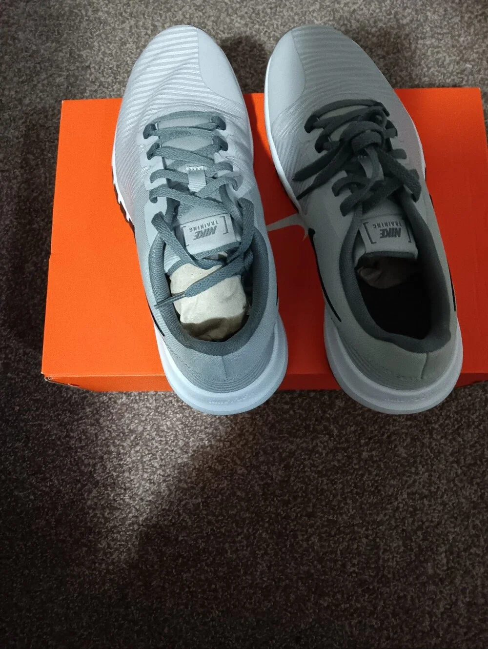 Nike Kids Light Gray and Black Training Sneakers